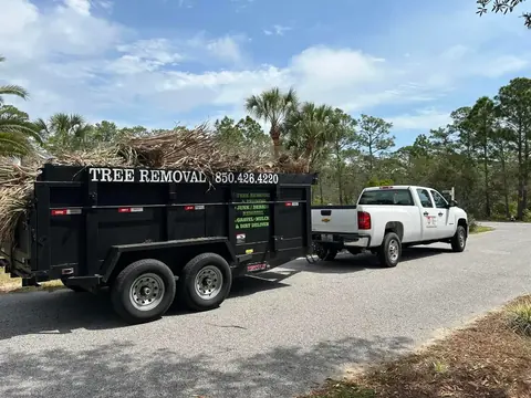 The Log Hog trailer loaded with branches after a job